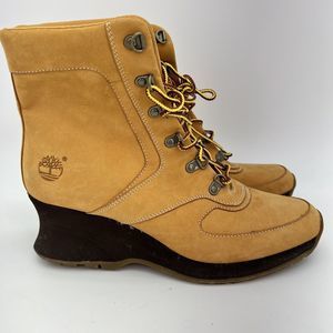 Timberland Women's Genuine Leather Wedge Heel Ankle Boots Size 8M